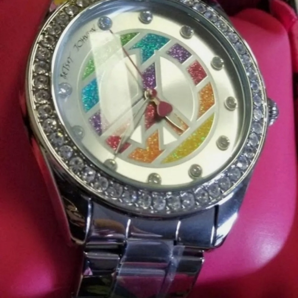 Betsey Johnson Pride Watch With Multi Colored Rhin